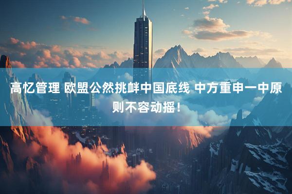 高忆管理 欧盟公然挑衅中国底线 中方重申一中原则不容动摇！